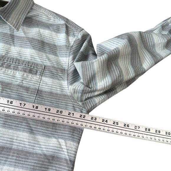 Howler Bros Shirt Men's Medium Blue Gray Striped Button Up Brothers Long Sleeve - Picture 8 of 10